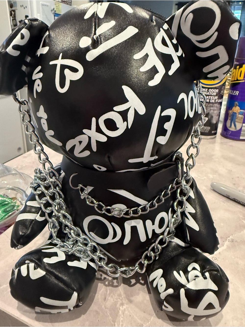 Black Graffiti Teddy Crossbody Bag - Picture 5 of 6